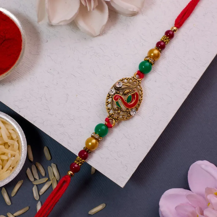 Vibrant Peacock Delight Rakhi