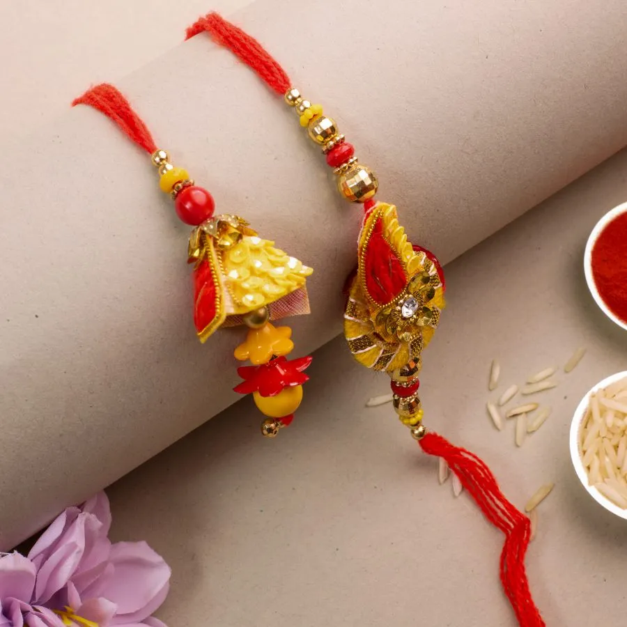 Festive Zardosi Bhaiya Bhabhi Rakhi Set