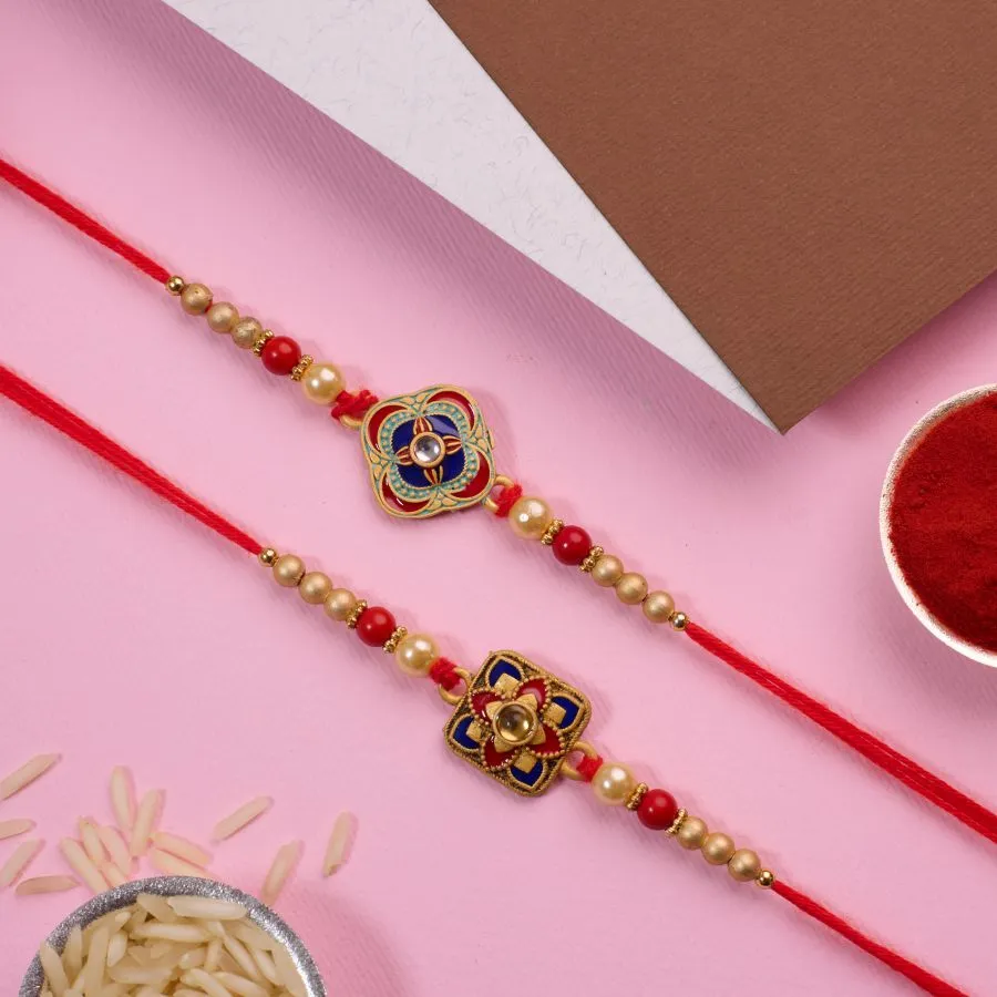 Elegant Kundan Rakhi Duo