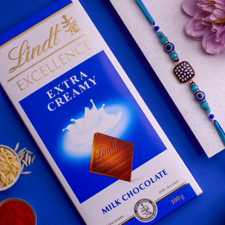 Evil Eye Rakhi Delight with Lindt Excellence