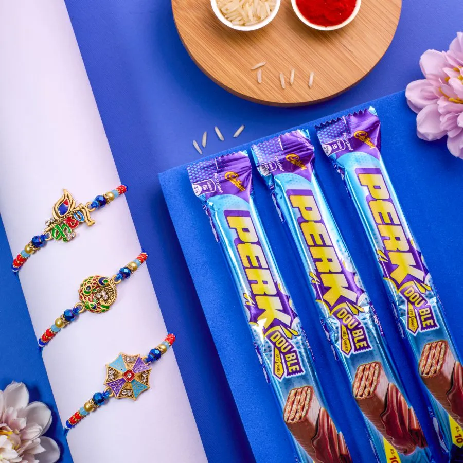 Peacock & Krishna Rakhi with Choco Treats
