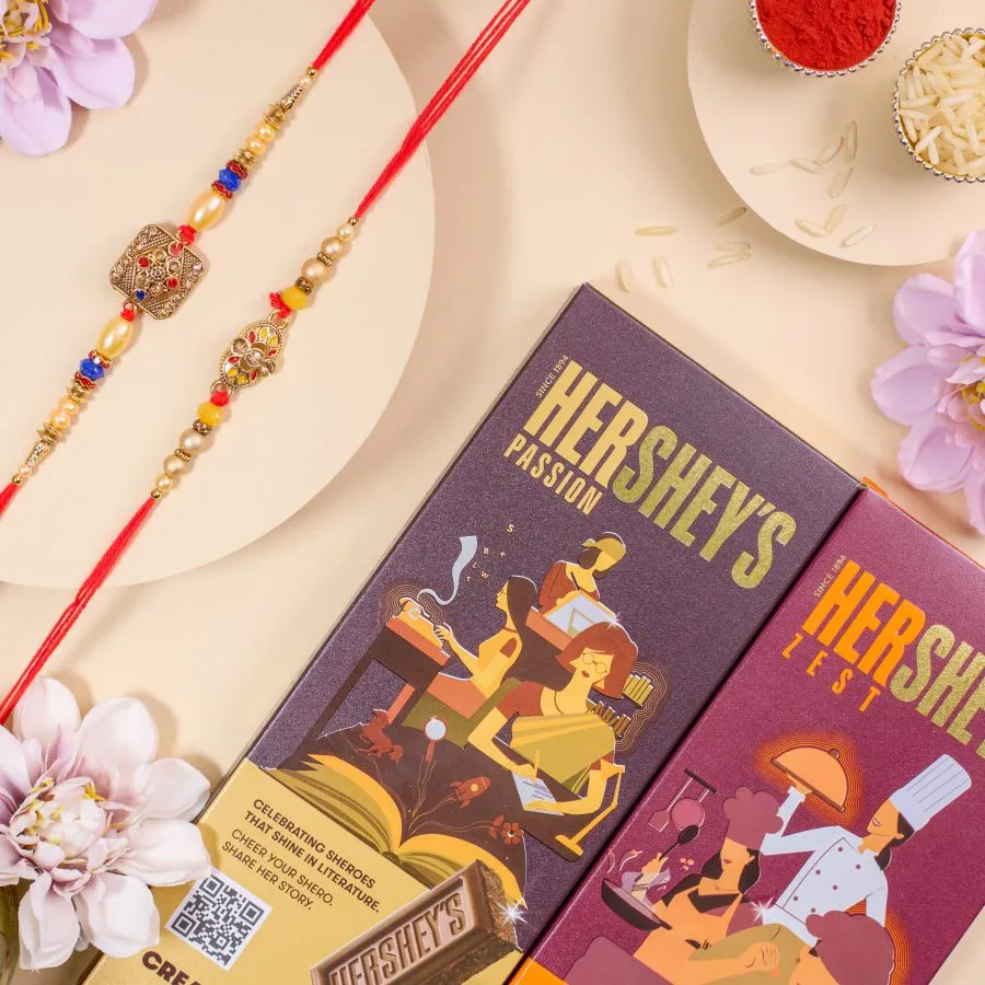 Elegant AD Kundan Rakhi Set with Chocolates