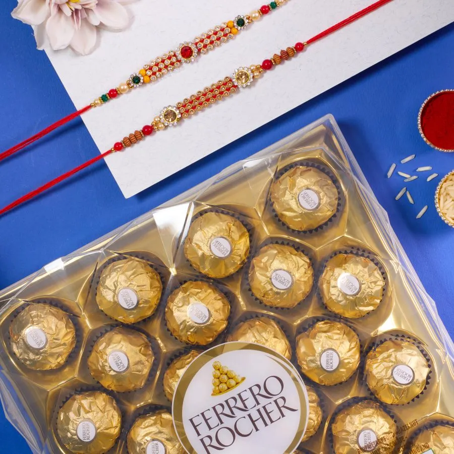 Stunning AD Rakhi Duo with Ferrero Rocher