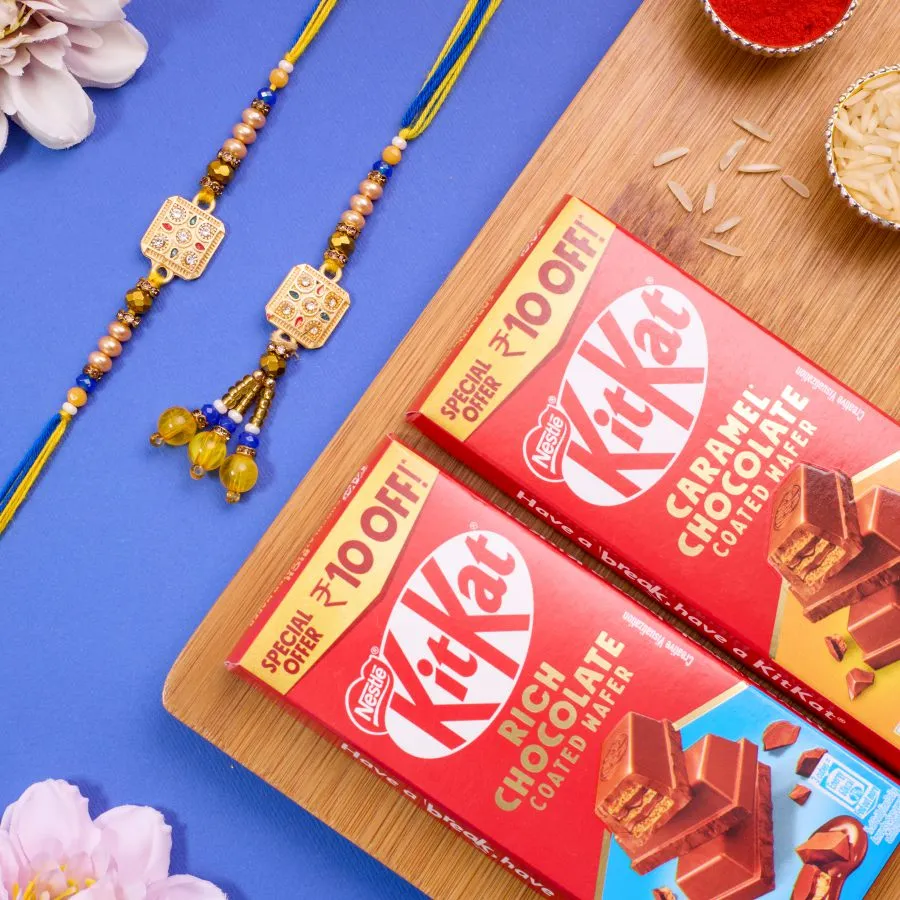 Bhaiya Bhabhi Kundan Rakhi with KitKat Surprise