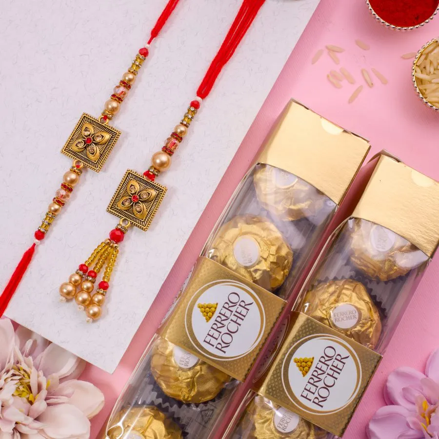Designer Bhaiya Bhabhi Rakhi with Rocher Bliss