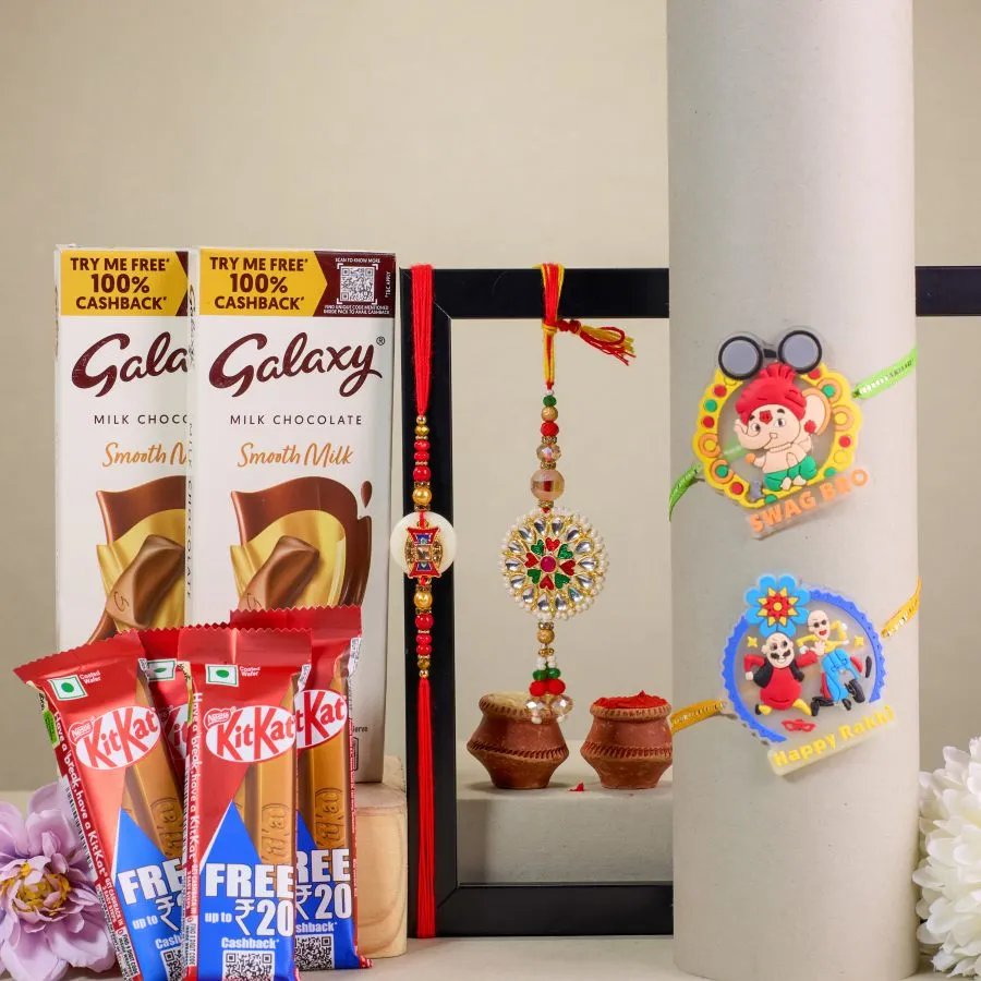 Kundan and Kids' Rakhi with Chocolates