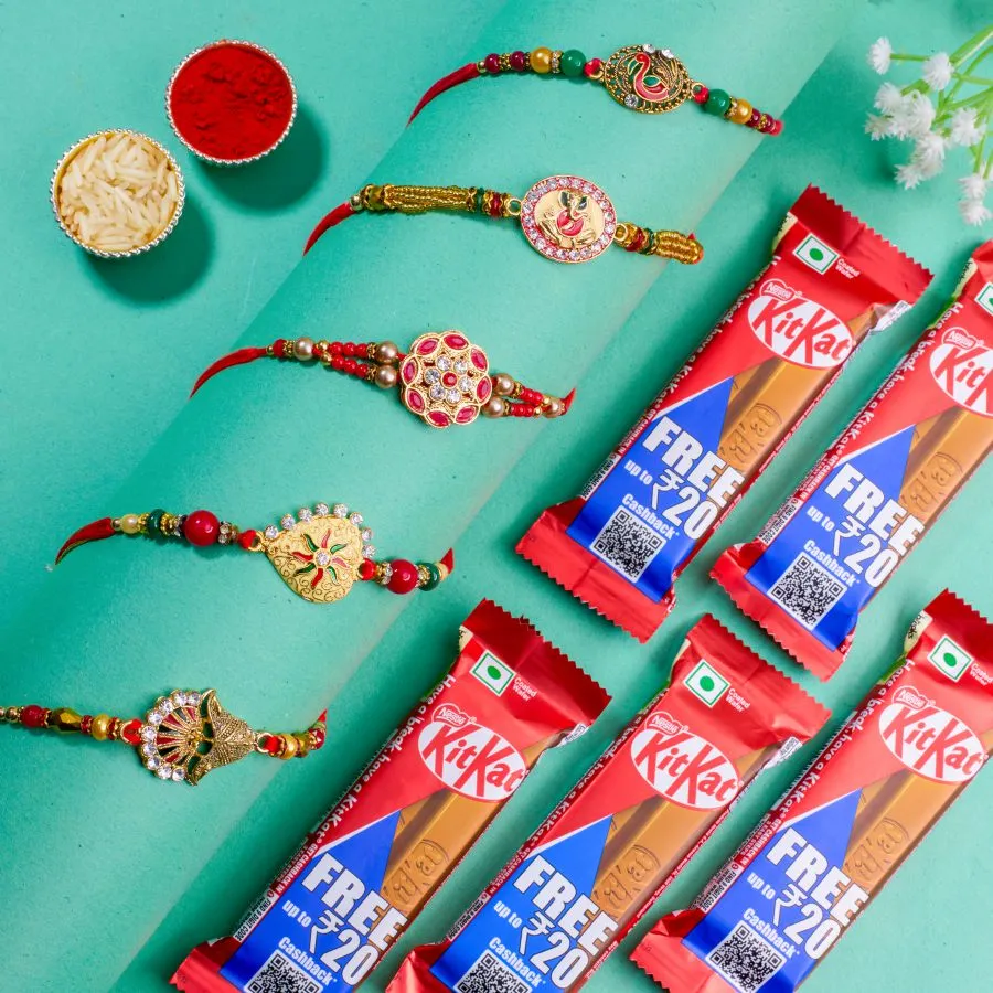 Festive Kundan Rakhi Set and KitKat Celebration