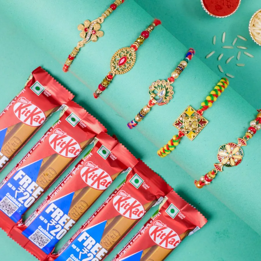 Kundan Rakhi Delight with Kitkat Treats