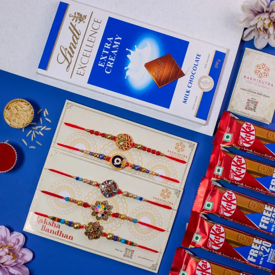 Evil Eye Rakhi and Lindt Chocolate Duo