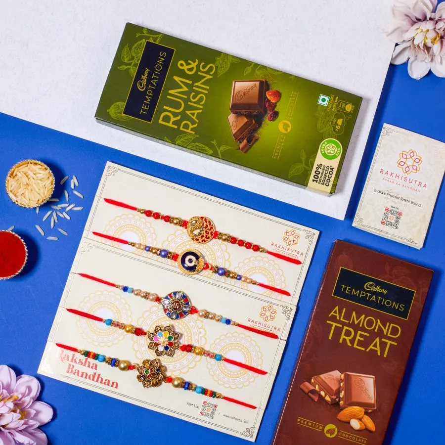 Kundan & Evil Eye Rakhi Delight with Cadbury Treats