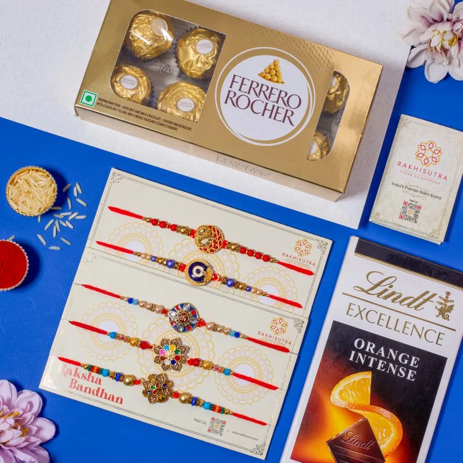 5 Rakhi & Chocolate Combo