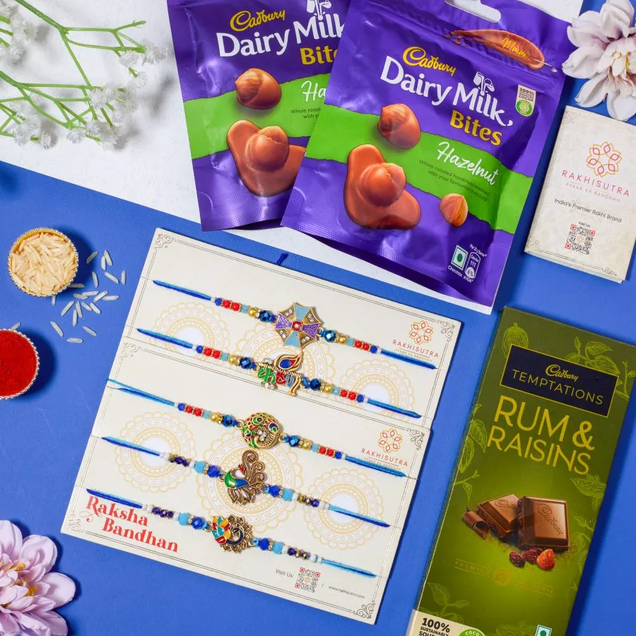 Kundan Rakhi & Chocolate Surprise Set