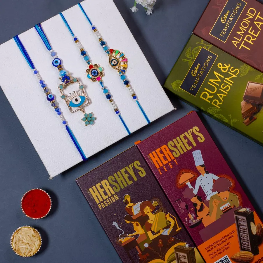 Evil Eye Rakhi with Chocolate Treats