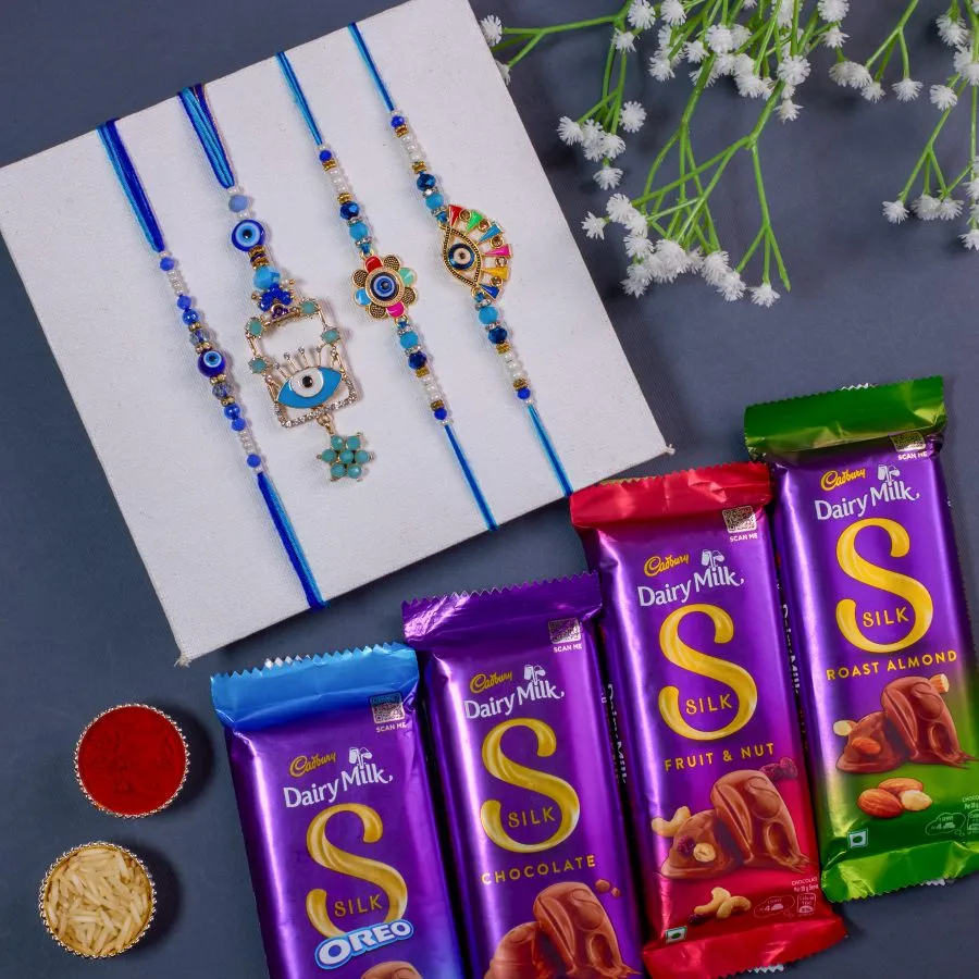 Stunning Evil Eye Rakhi Sets with Chocolates