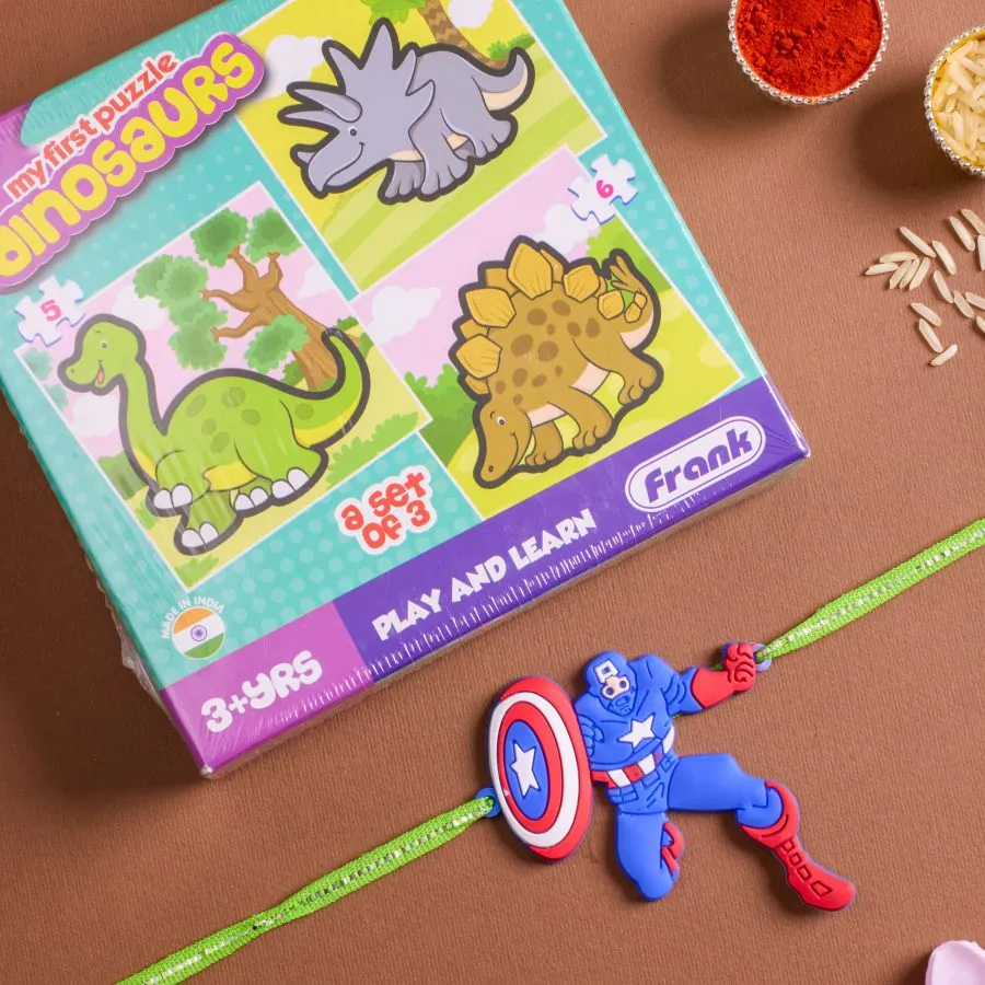 Captain America Rakhi N Puzzle Set
