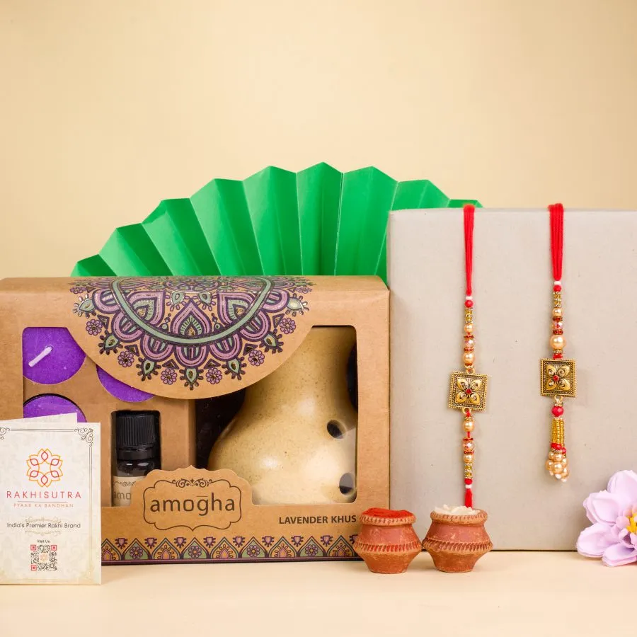 Kundan Rakhi Set and Aroma Vaporizer