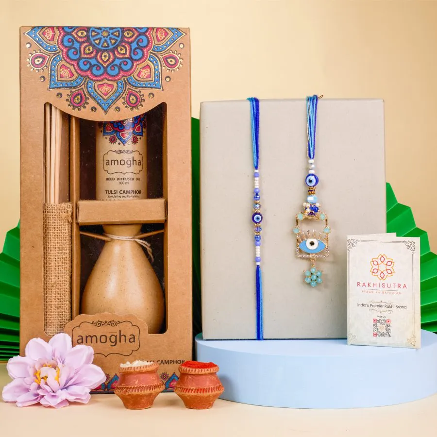 Evil Eye Bhaiya Bhabhi Rakhi & Home Fragrance Set