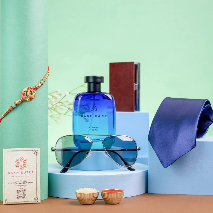 Elegant Peacock Rakhi With Men Essentials Gift Set