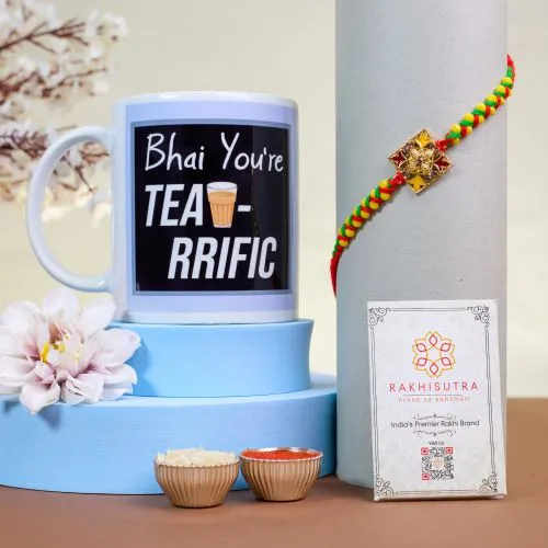 Kundan Rakhi and Quote Mug Gift