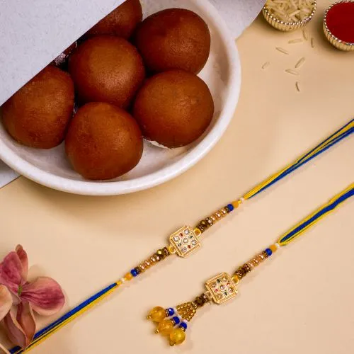 Classic Kundan Bhai Bhabhi Rakhi N Gulab Jamun Combo