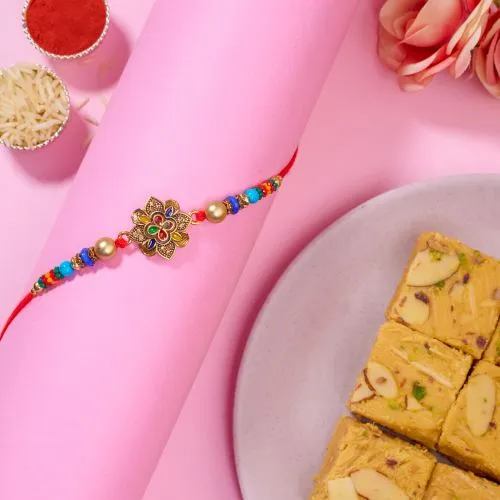 Designer Kundan Rakhi N Soan Papdi Combo