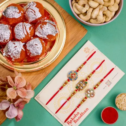 Stunning Kundan Rakhi N Treats Bliss