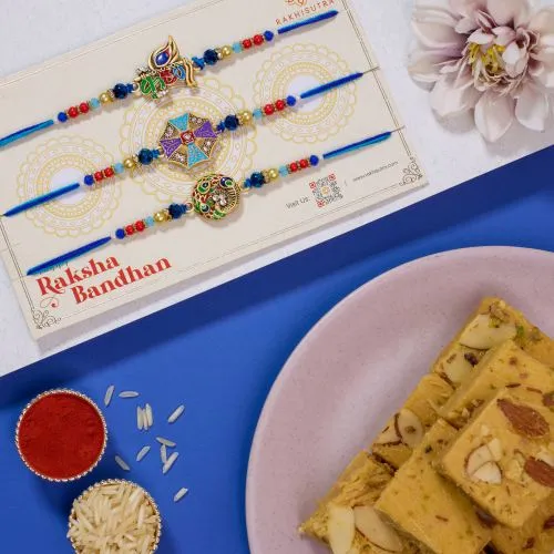 Kundan Rakhi Delight Trio with Soan Papdi