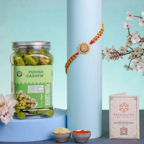 Stunning Kundan Rakhi & Pudina Cashew Treat