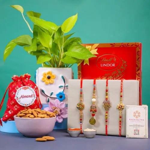 Kundan Rakhi Gift: Elegance and Treats