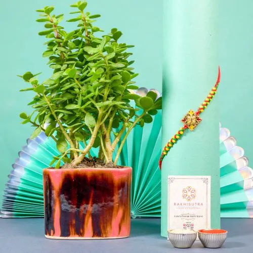 Kundan Rakhi Gift: Green Serenity