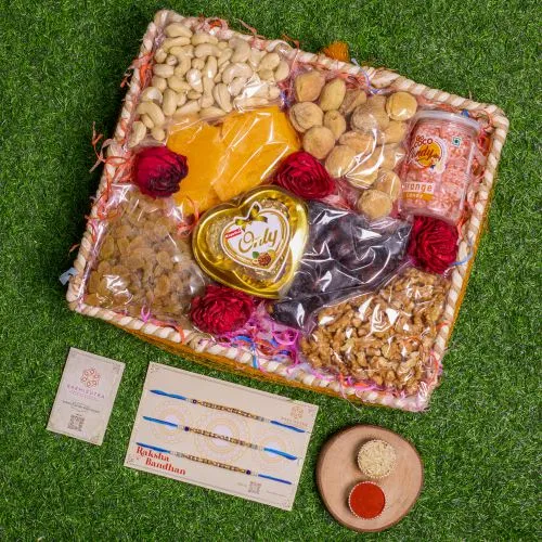 Designer Rakhi Set with Nutty Goodies